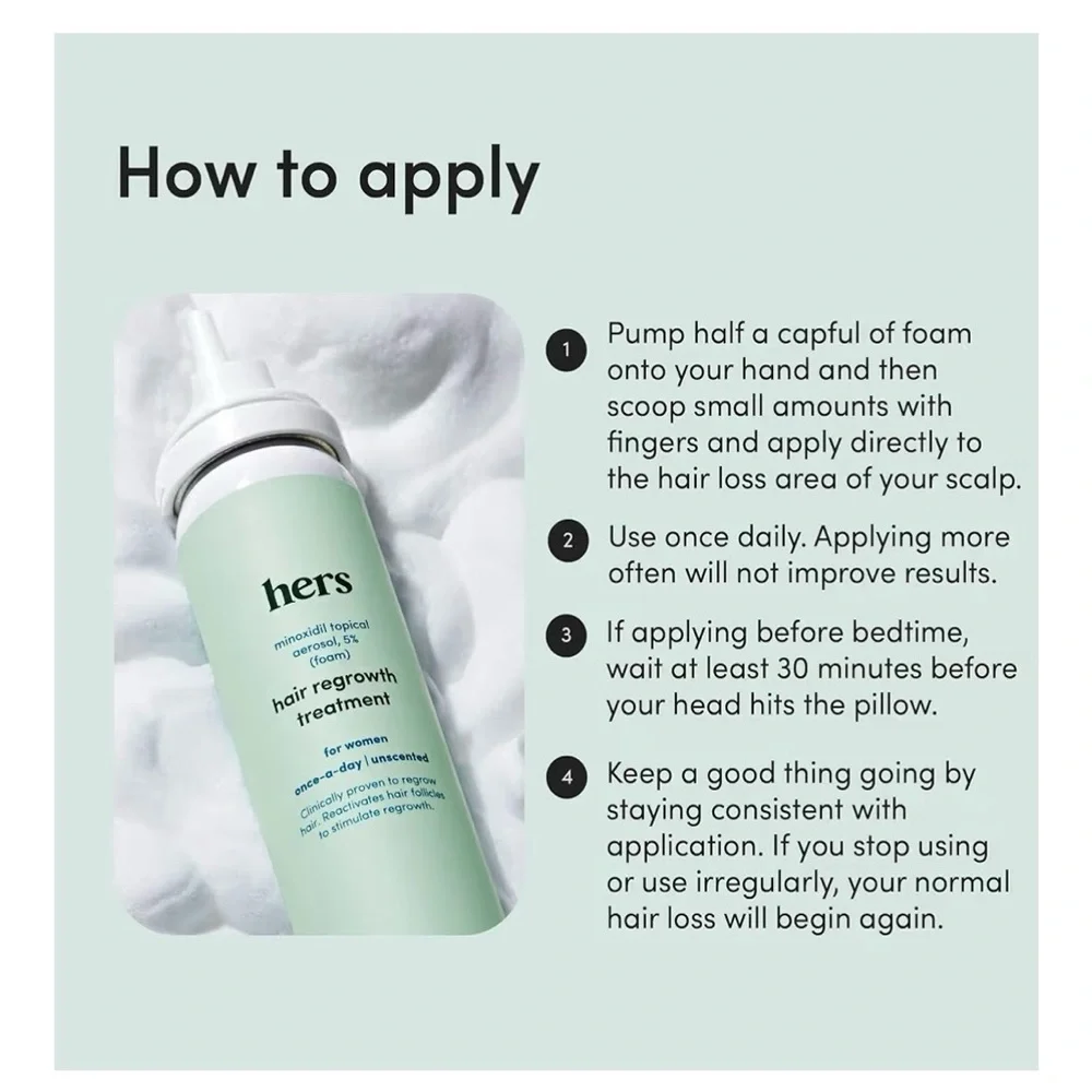 Hers Minoxidil Hair Regrowth Treatment for Women - Foam - Picture 4 of 9